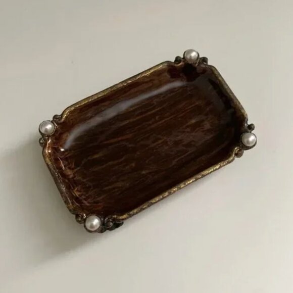 Two's Company Trinket Tray, Jewelry Dish, Ring Holder Dark - Picture 3 of 5